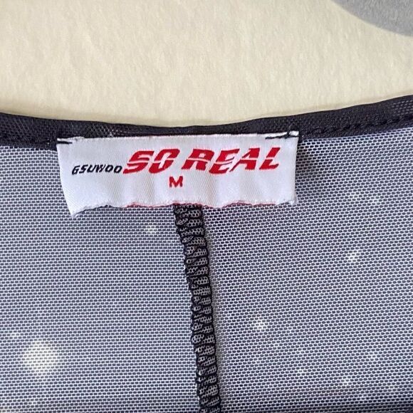 Recious One Blue Jumpsuit Long Sleeve V Neck Zipper Printed Mesh Size M - Picture 10 of 10